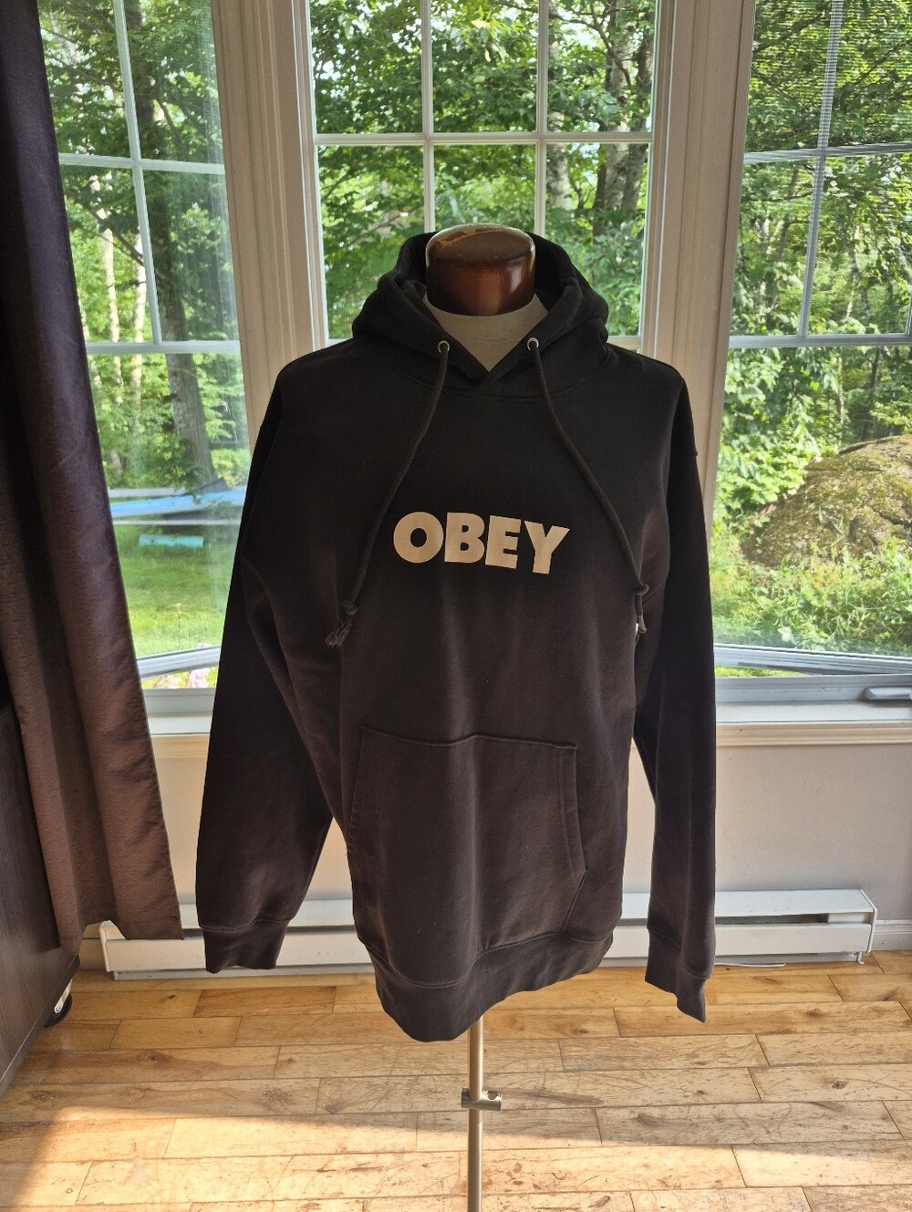 Obey Black Pullover Hoodie with White Logo
